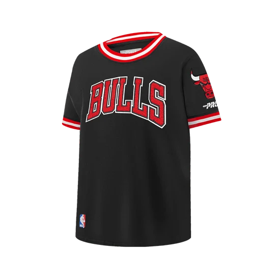 *NBA CHICAGO BULLS CLASSIC BIG BOY'S SHORT SLEEVE STRIPED RIB TEE, Youth L(14/16)