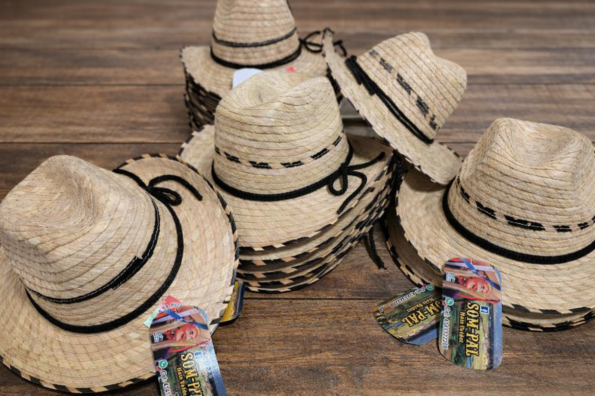 SOM-PAL Hats Valdez Kids - Baby Cowboy Hat in Natural Palm With Black Woven Brim - Mexican Size 42