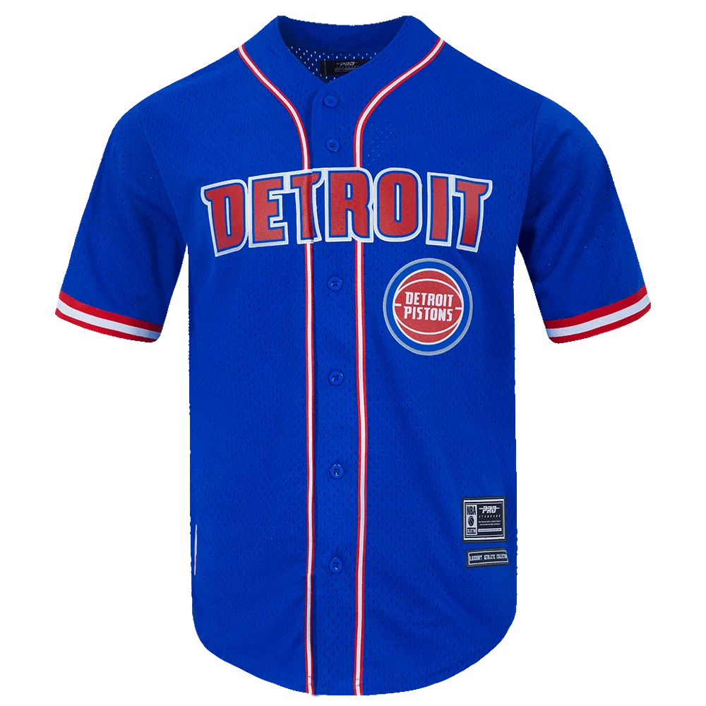 NBA DETROIT PISTONS CLASSIC MEN'S MESH BUTTON DOWN SHIRT - XL