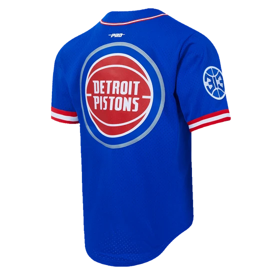 NBA DETROIT PISTONS CLASSIC MEN'S MESH BUTTON DOWN SHIRT - XL