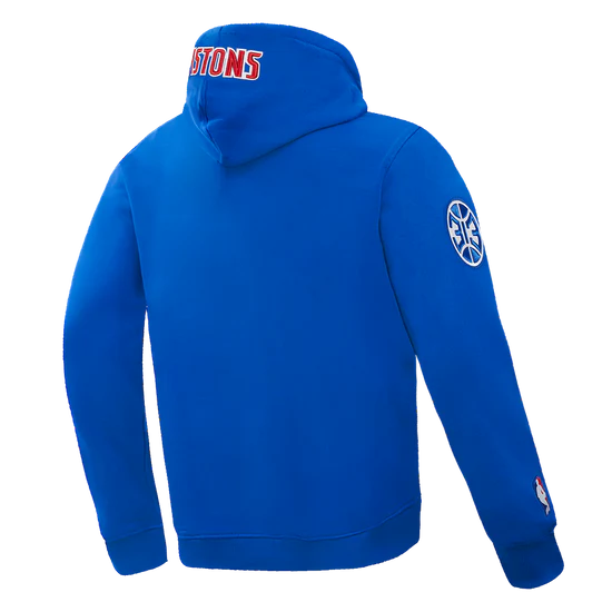 NBA DETROIT PISTONS OLD ENGLISH MEN'S PULLOVER HOODIE SZ:XL