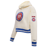 NBA DETROIT PISTONS RETRO CLASSIC WOMEN'S RIB CROPPED PULLOVER HOODIE Size S