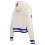 NBA DETROIT PISTONS RETRO CLASSIC WOMEN'S RIB CROPPED PULLOVER HOODIE Size S