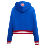 NBA DETROIT PISTONS RETRO CLASSIC WOMEN'S RIB CROPPED PULLOVER HOODIE- SMALL