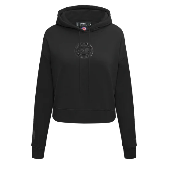 NBA Detroit Pistons Neutral Women's Cropped Pullover Hoodie - Black - Size Large