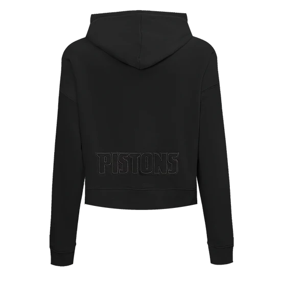 NBA Detroit Pistons Neutral Women's Cropped Pullover Hoodie - Black - Size Large