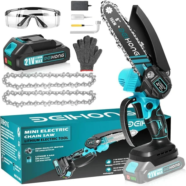 BEI & HONG Mini Chainsaw 6 inch, Handheld Small Chainsaw for Wood Cutting Tree Trimming