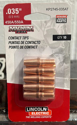 Lincoln Electric KP2745-364AT Copper Plus Contact Tip 550A Aluminum Tapered 3/64 in (1.2 mm), 10 pack