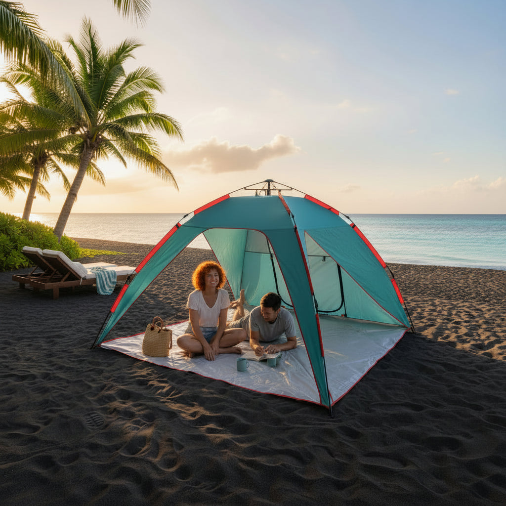 BLISS HAMMOCKS Pop-Up Beach Tent and Carry Bag - Teal/Orange