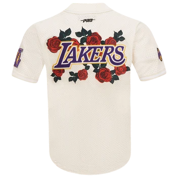 NBA LOS ANGELES LAKERS ROSES MESH BUTTON DOWN SHIRT (EGGSHELL) - M