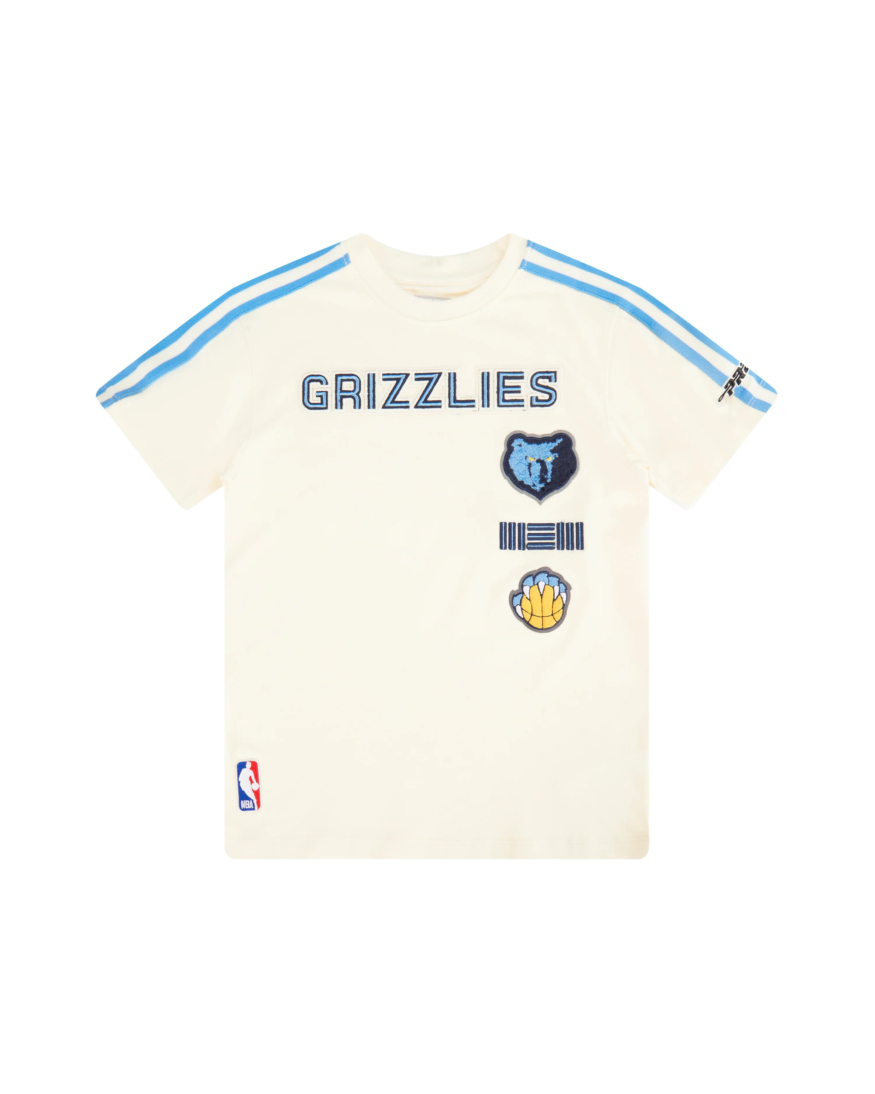 PRO STANDARD NBA Memphis Grizzlies Retro Classic Big Boys Short Sleeve Taping Tee - Eggshell/University Blue - LG