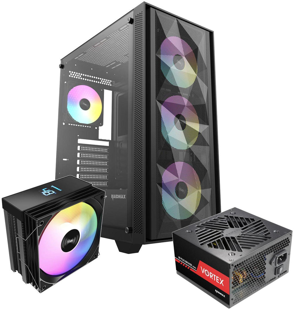 RAIDMAX - Vector Series 217 ATX Mid-Tower PC Case Bundle - 700W PSU & CPU Cooler - Black