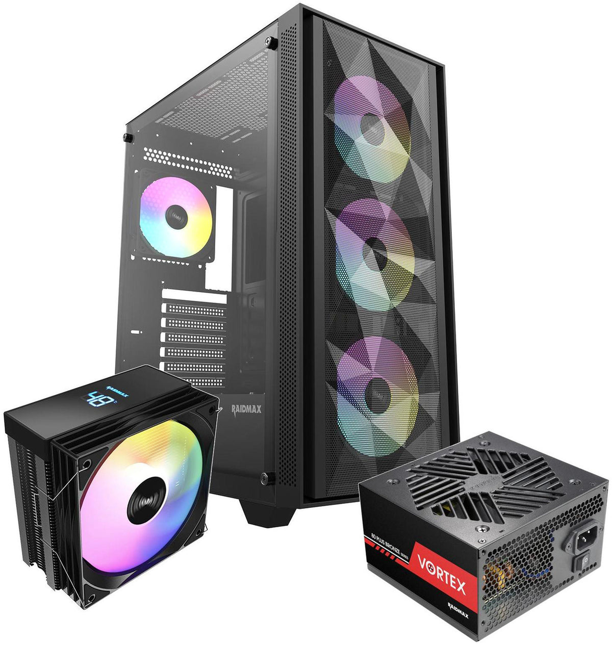 RAIDMAX - Vector Series 217 ATX Mid-Tower PC Case Bundle - 700W PSU & CPU Cooler - Black