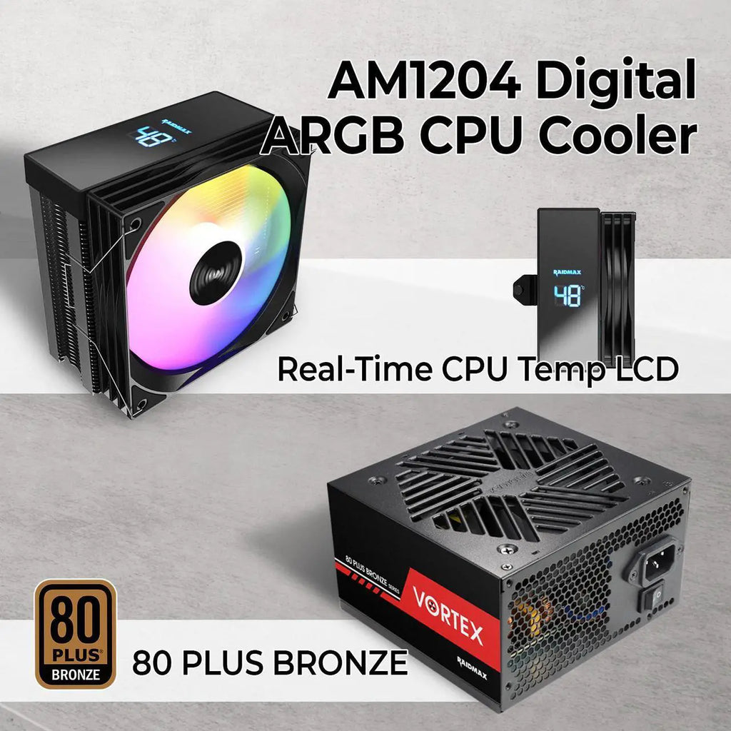 RAIDMAX - Vector Series 217 ATX Mid-Tower PC Case Bundle - 700W PSU & CPU Cooler - Black
