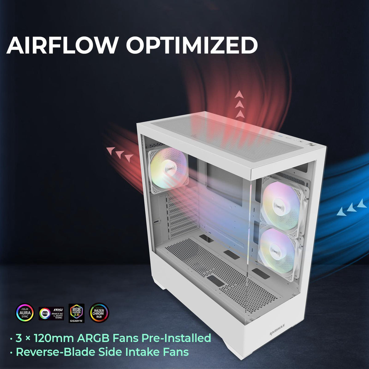Raidmax Infinita i801 Tempered Glass Aqua View Case, White