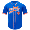 NBA NEW YORK KNICKS SCRIPT TAIL MEN'S MESH BUTTON DOWN SHIRT SIZE: MED