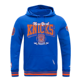 PRO STANDARD - XL MEN'S NBA NEW YORK KNICKS TEAM BADGE RIB FLEECE PO HOODIE - ROYAL/ORANGE