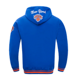 PRO STANDARD - XL MEN'S NBA NEW YORK KNICKS TEAM BADGE RIB FLEECE PO HOODIE - ROYAL/ORANGE