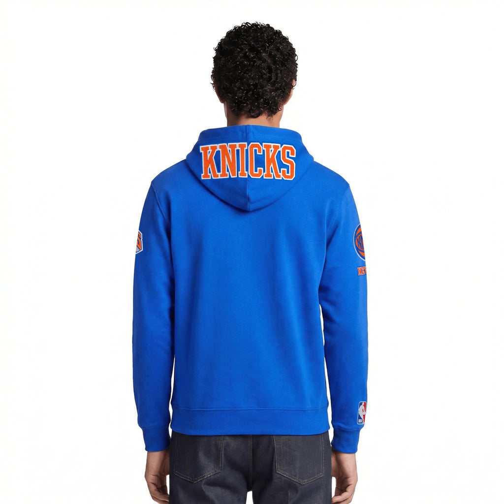 NBA NEW YORK KNICKS CLASSIC CHENILLE MEN'S FULL ZIP HOODIE- MED- ROYAL BLUE