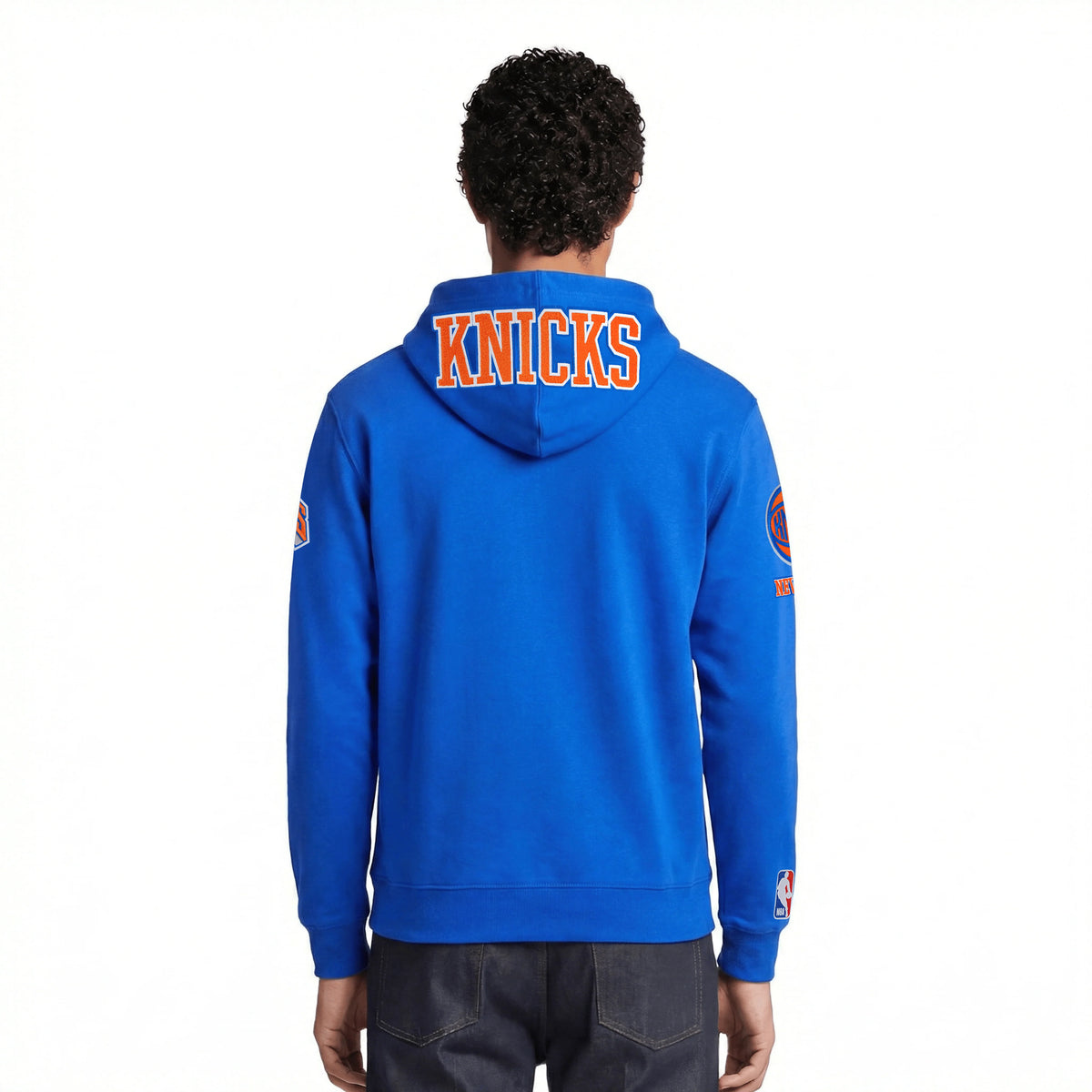 NBA NEW YORK KNICKS CLASSIC CHENILLE MEN'S FULL ZIP HOODIE- MED- ROYAL BLUE