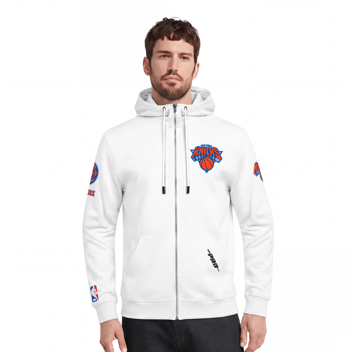 NBA NEW YORK KNICKS CLASSIC CHENILLE MEN'S FULL ZIP HOODIE- MED