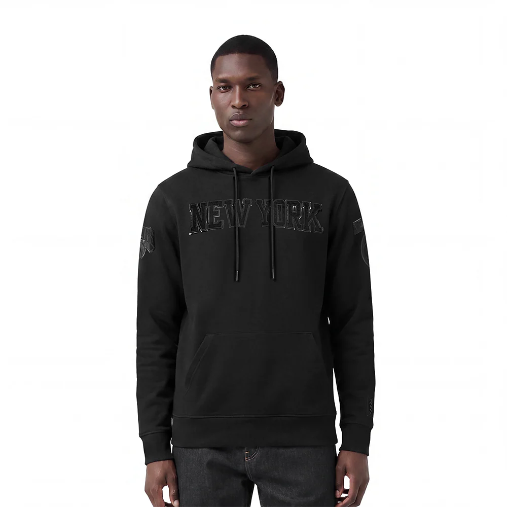 PRO STANDARD - LG MEN'S NBA NEW YORK KNICKS TRIPLE BLACK FULL ZIP PULLOVER HOODIE - 3BLACK