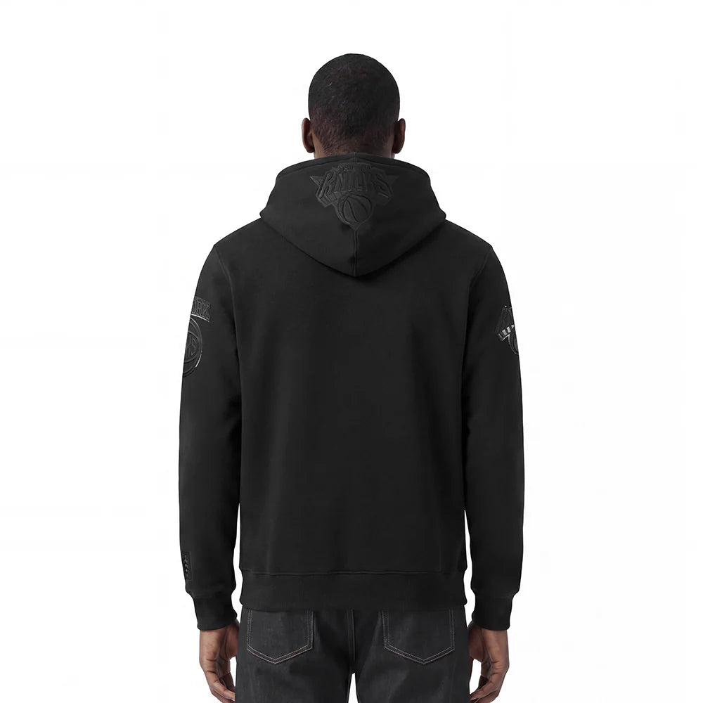 PRO STANDARD - LG MEN'S NBA NEW YORK KNICKS TRIPLE BLACK FULL ZIP PULLOVER HOODIE - 3BLACK