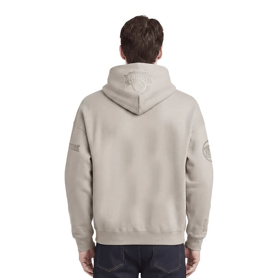 NBA NEW YORK KNICKS NEUTRAL MEN'S DROP SHOULDER FLEECE PULLOVER HOODIE - M