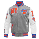 NBA NEW YORK KNICKS MASHUP MEN'S RIB WOOL VARSITY JACKET- XL
