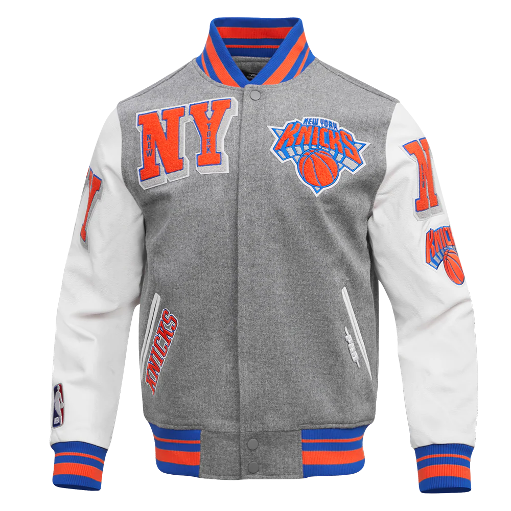 NBA NEW YORK KNICKS MASHUP MEN'S RIB WOOL VARSITY JACKET- XL