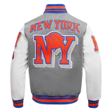 NBA NEW YORK KNICKS MASHUP MEN'S RIB WOOL VARSITY JACKET- XL
