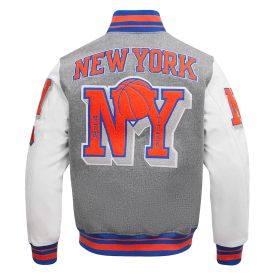 NBA NEW YORK KNICKS MASHUP MEN'S RIB WOOL VARSITY JACKET- XL