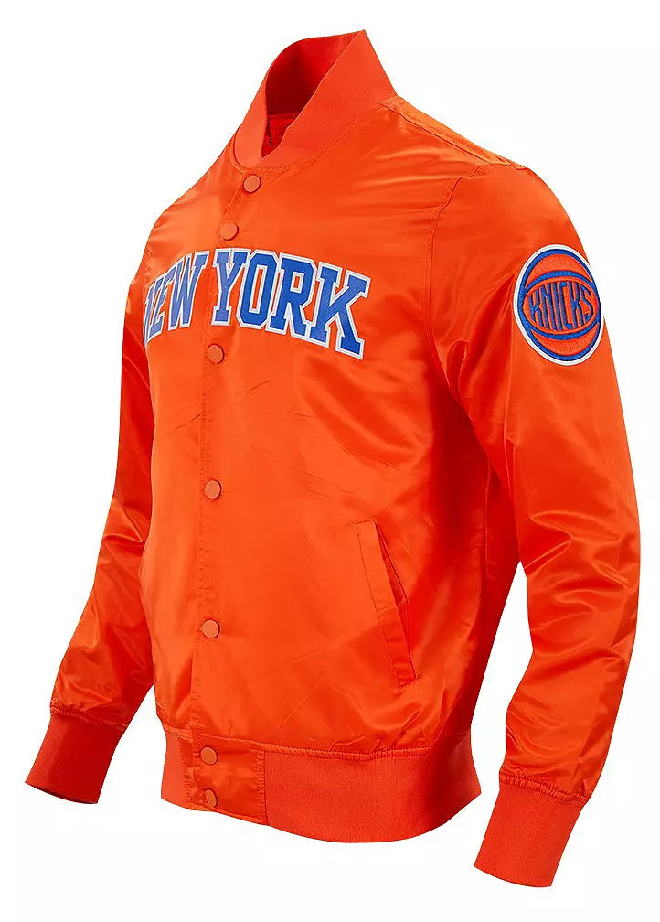 Pro Standard Men's New York Knicks Orange Big Logo Satin Jacket - L