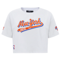 PRO STANDARD - MD WOMEN'S NBA NEW YORK KNICKS SCRIPT - TAIL SINGLE JERSEY BOXY TEE - WHITE
