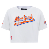 NBA NEW YORK KNICKS SCRIPT TAIL WOMEN'S SINGLE JERSEY BOXY TEE-XS