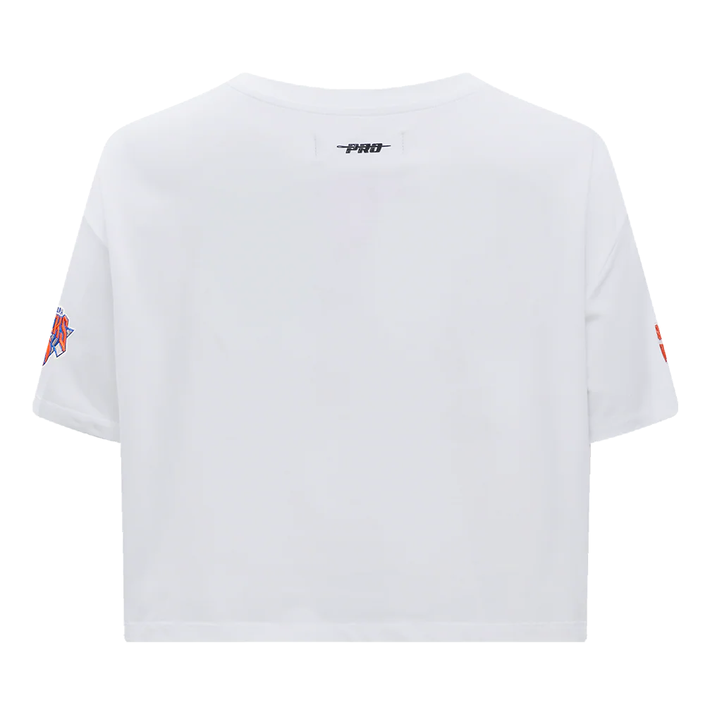 PRO STANDARD - MD WOMEN'S NBA NEW YORK KNICKS SCRIPT - TAIL SINGLE JERSEY BOXY TEE - WHITE
