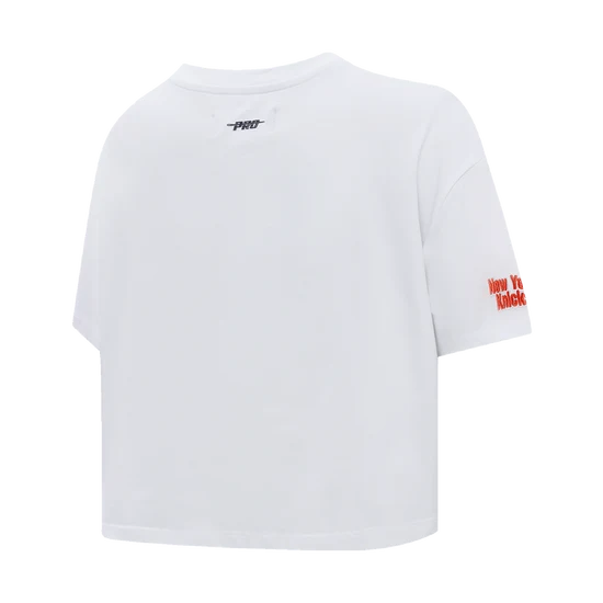 NBA NEW YORK KNICKS SCRIPT TAIL WOMEN'S SINGLE JERSEY BOXY TEE- M