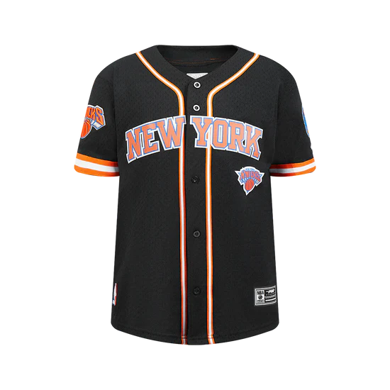 NBA NEW YORK KNICKS CLASSIC BIG BOYS MESH BUTTON DOWN SHIRT-SMALL