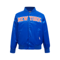 NBA New York Knicks Classic Big Boys Satin Jacket - Royal Blue - Size XL