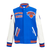 NBA NEW YORK KNICKS RETRO CLASSIC BIG BOYS RIB WOOL VARSITY JACKET- SIZE: MED