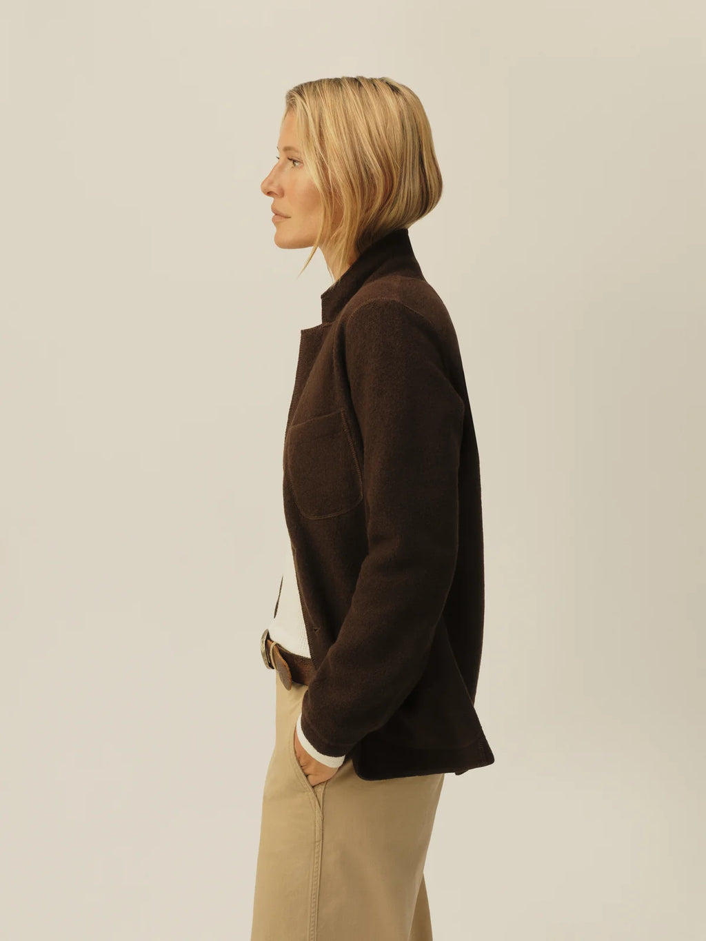 Buck Mason Felted Wool Chore Coat In Brown Size Extra Small