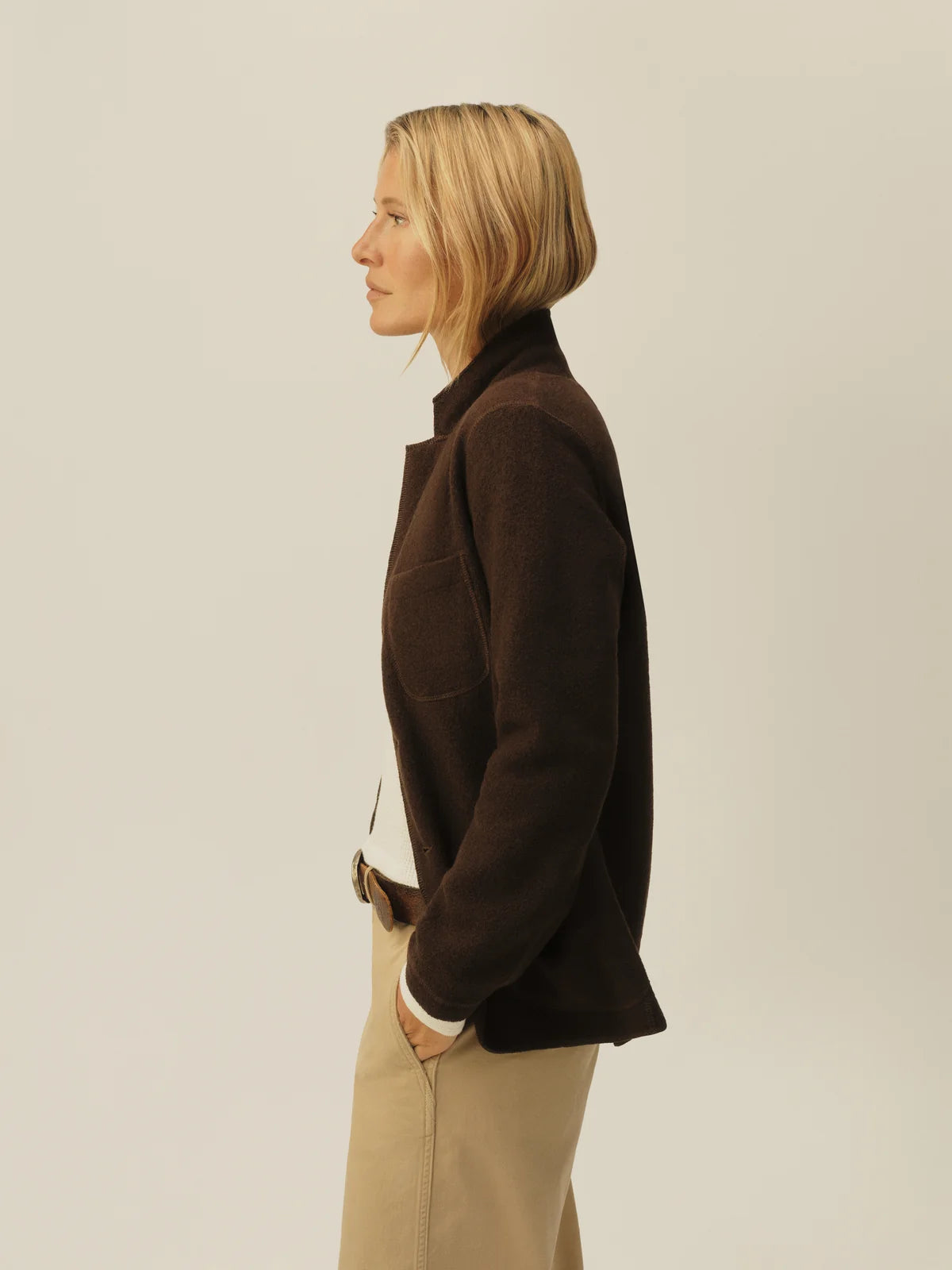 Buck Mason Felted Wool Chore Coat In Brown Size Extra Small