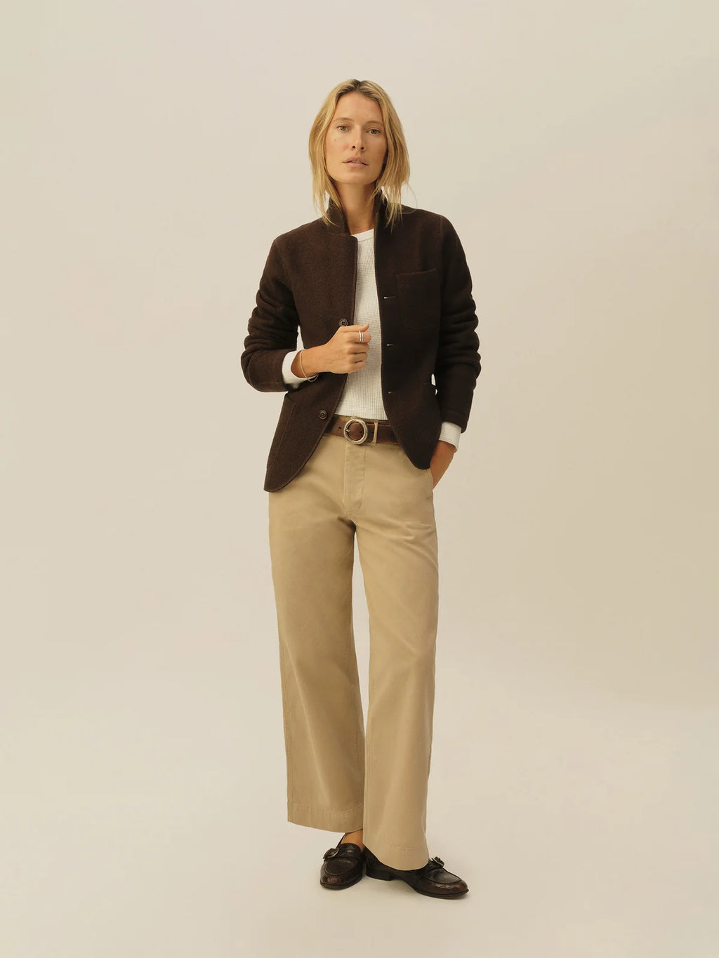 Buck Mason Felted Wool Chore Coat In Brown Size Extra Small