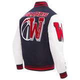 NBA WASHINGTON WIZARDS MASHUP MEN'S RIB WOOL VARSITY JACKET- SIZE: XL