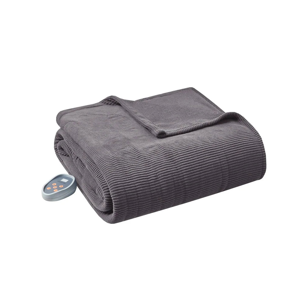 *Beautyrest Electric Micro Fleece Heated Blanket - Twin - Grey