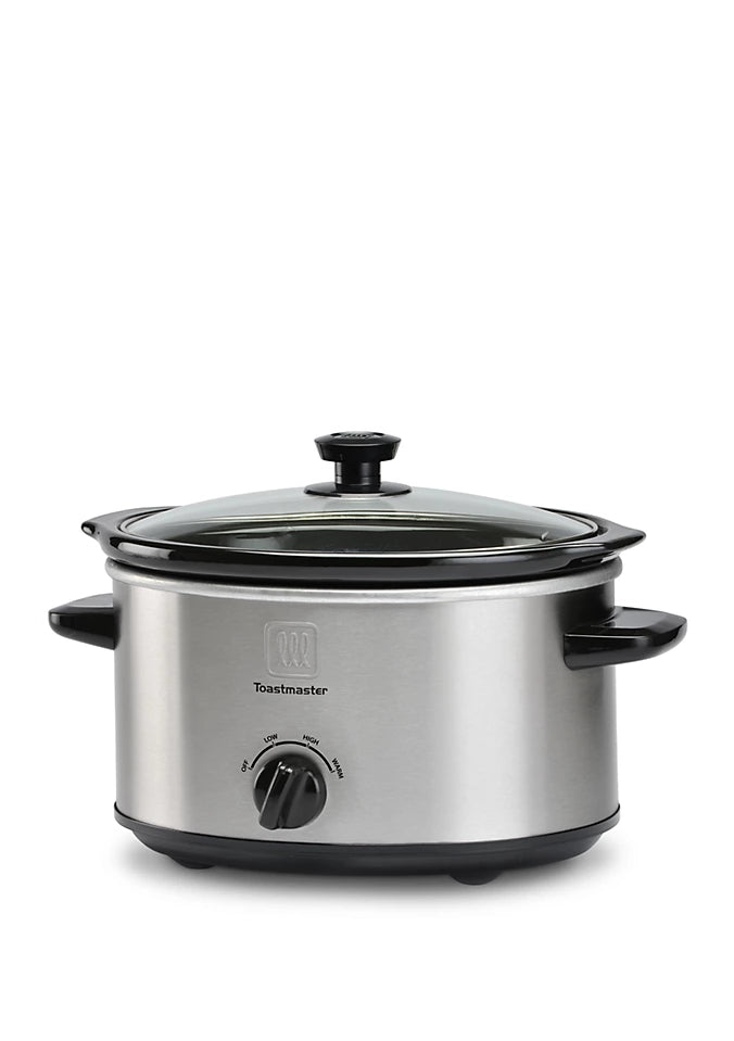 Toastmaster 4 Quart Slow Cooker, Stainless Steel/Grey