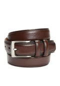 Madison Brown Milled Leather Feather Edge Belt with Stitching- Size M34-36
