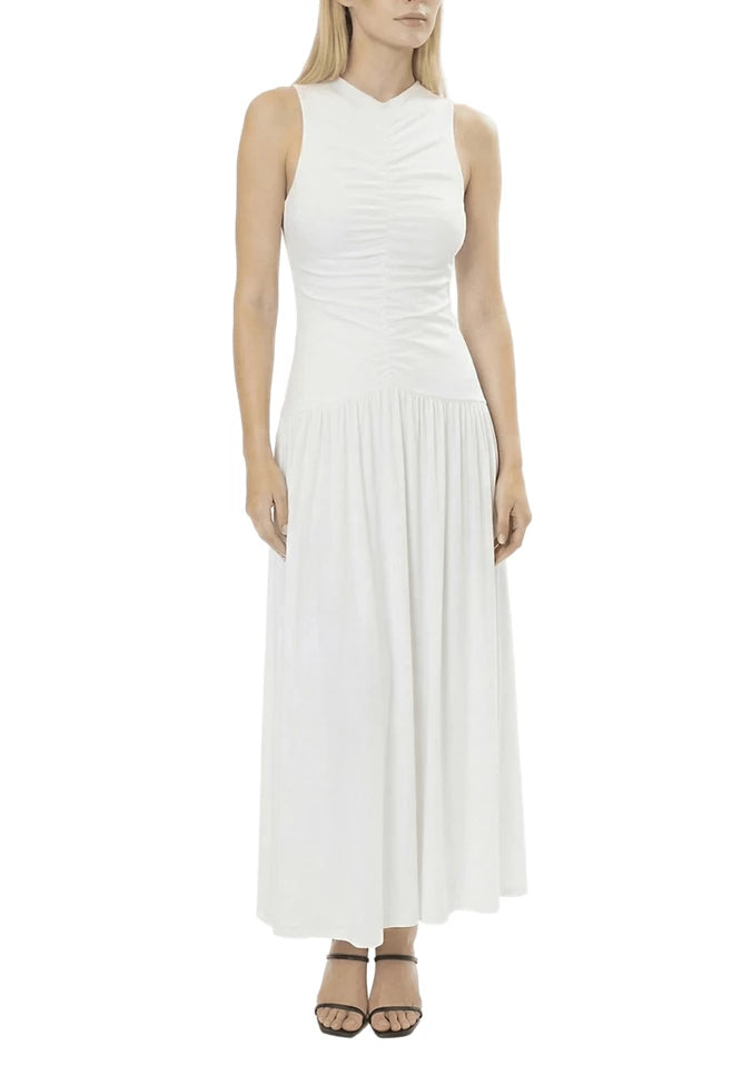 Area Stars Ella Ruched Jersey Dress - White - Size Large