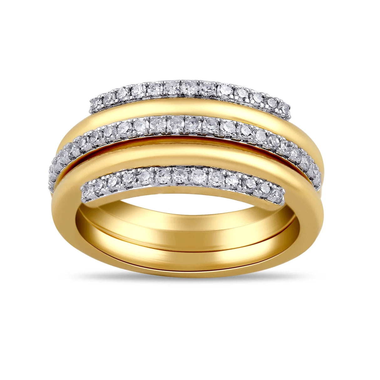 Brilliance Fine Jewelry 14KT Gold-Plated Sterling Silver 3/8ct Lab Grown Diamond Stack Ring Size 6