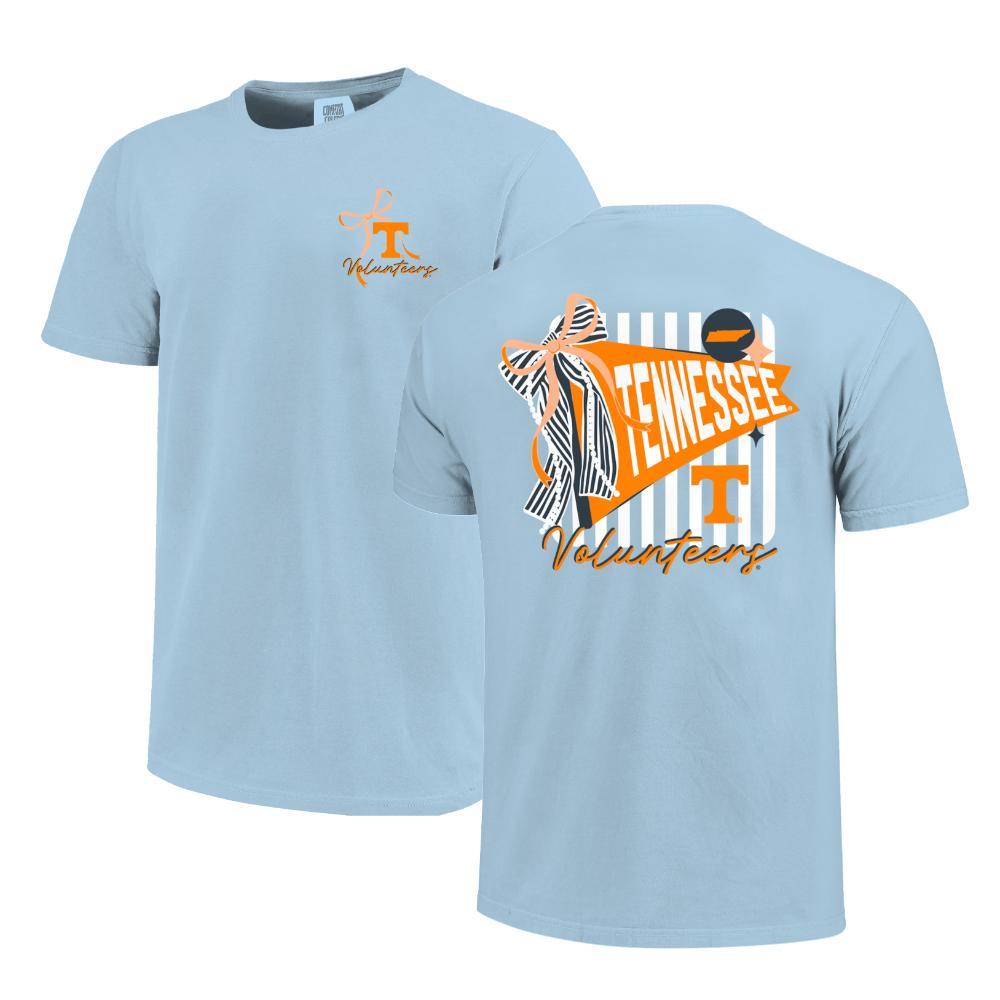 *Tennessee Women's Pennant Bow Stripes Comfort Colors Tee M